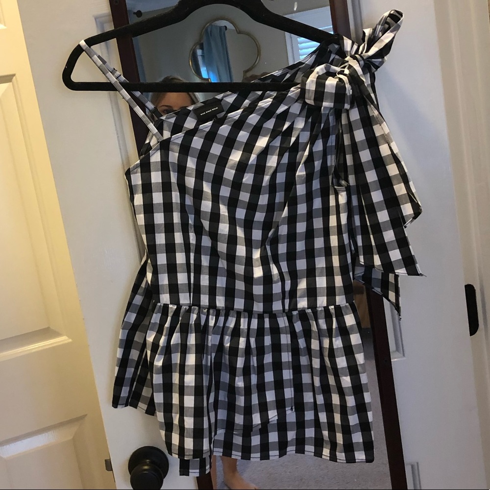 Gingham peplum top